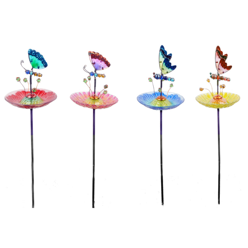 ACE TRADING - ALPINE KEYANG, Alpine Metal Assorted 38 in. H Flower Birdbath Stakes (Pack of 8)