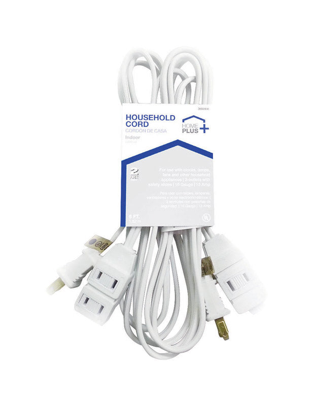 ACE TRADING - KINTRON, Home Plus Indoor 6 ft. L White Extension Cord 16/2 SPT-2