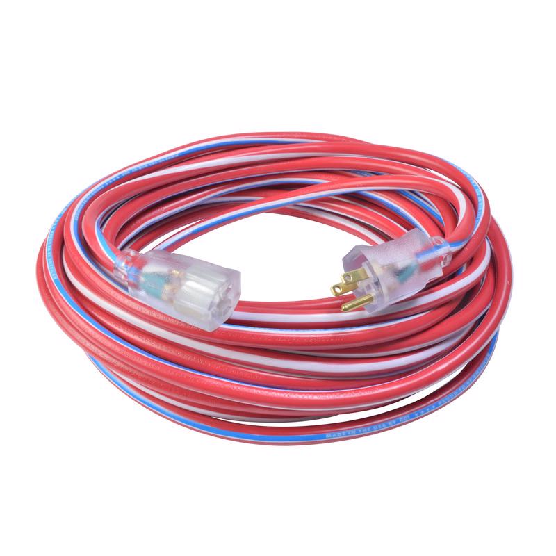 SOUTHWIRE COMPANY LLC, Southwire Wounded Warrior Project Intérieur ou extérieur 50 ft. L Bleu/Rouge/Blanc Cordon de rallonge 12/3 SJTW