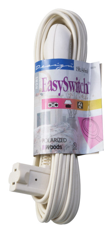 SOUTHWIRE COMPANY LLC, Woods Easy Switch Indoor 15 ft. L White Extension Cord 16/2 SPT-2