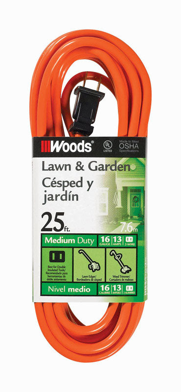 SOUTHWIRE COMPANY LLC, Woods Outdoor 25 ft. L Orange Extension Cord 16/2